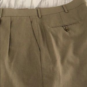 Pleated Front Pinstriped Khaki Dress Pants
